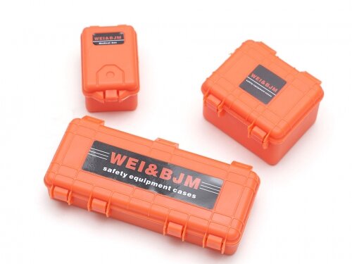 Team Raffee & Co Scale Accessories - 1/10 Scale Safety Equipment Cases Hard Luggage Box Set (3) Orange TRC/302533OR