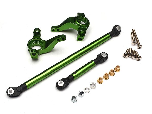 Team Raffee & Co Aluminum Steering Block & Linkage (1 Pair) Green for Axial SCX10 TRC/32110G