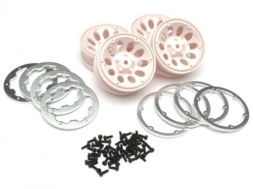Team Raffee & Co 1.9 Wheels Hex 12mm  For Jeep Axial Tamiya 4WD (4) White TRC/1120-622032W
