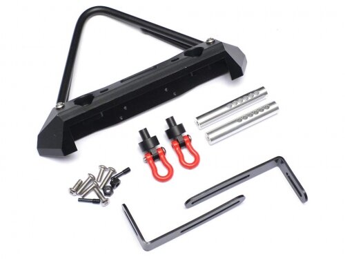 Team Raffee & Co Steel Stinger Front Bumper W/ Hooks 1 Set Black for Axial SCX10 TRC/302246BK