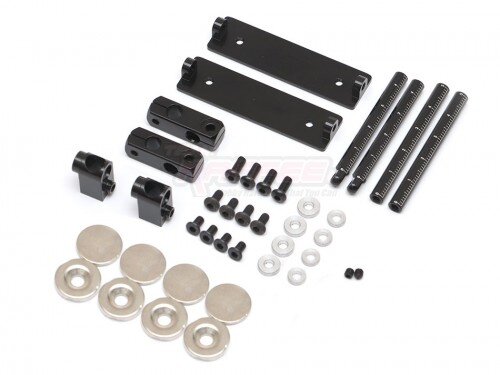 Team Raffee & Co Universal Aluminum Stealth Magnetic Body Mount with Scaled Body Post Black TRC/302545BK