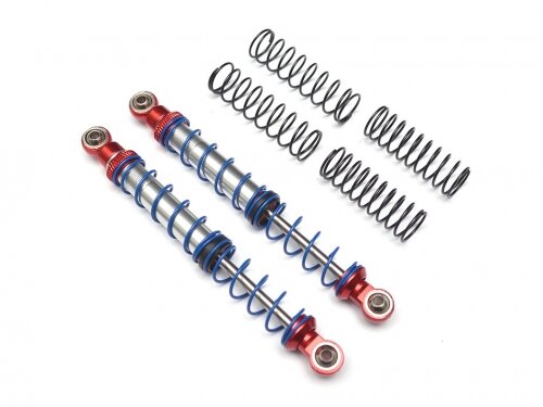 Team Raffee & Co Aluminum Double Spring Shocks 100mm (2) for Crawlers Red BRQ90333-100R