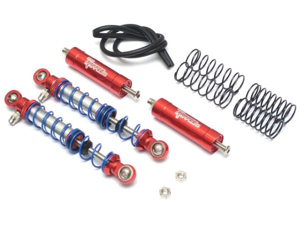 Team Raffee & Co Aluminum Adjustable Piggyback Double Spring Shocks 90MM (2) for Crawlers Red BRQ90319-90MMR