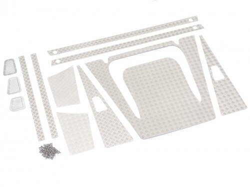 Team Raffee & Co Stainless Steel Diamond Plate Accessories Pack for Defender Wagon D90/D110 Silver TRC/302220S