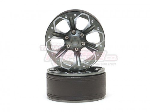 Team Raffee & Co 1.9" Aluminum Beadlock Wheels 6-Petals (2) Gun Metal TRC/302752GM