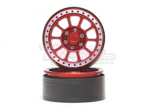 Team Raffee & Co 1.9" Aluminum Beadlock Wheels 10 Spoke (2) Red TRC/302753R