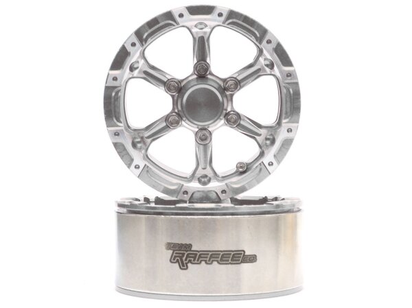 Team Raffee & Co Gemini 1.9 High Mass Beadlock Aluminum Wheels Spoke-6 (2) Silver BRW760932ES