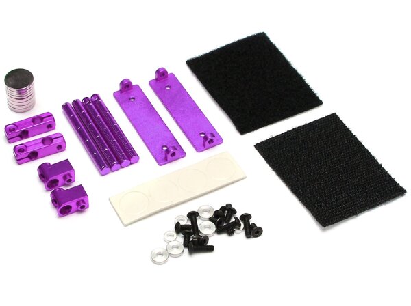 Team Raffee & Co 1/10 RC Aluminum Adjustable Stealth Body Mount  - 1 Set Purple TRC/HY00344P