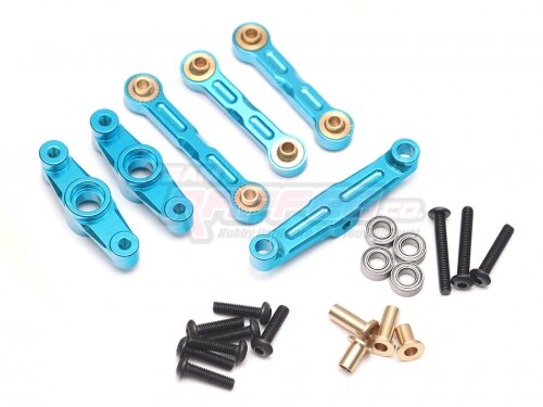 Team Raffee & Co Aluminum Centre Steering Set Blue for Tamiya TT-02 TRC/TT02-015B