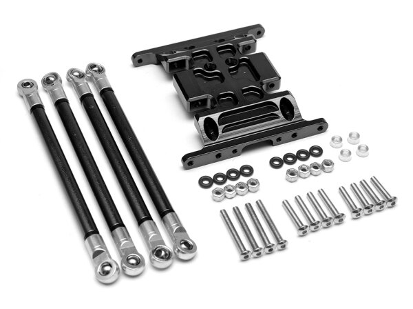 Team Raffee & Co Aluminum Gearbox Holder & Lower Link Black for Axial SCX10 TRC/32105BK