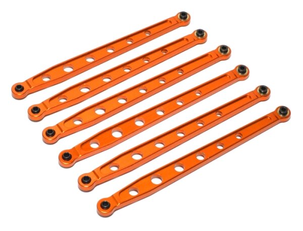 Team Raffee & Co Aluminium Lower & Upper Chassis Link - 6 Pcs Orange for Axial SCX10 TRC/SCX07OR