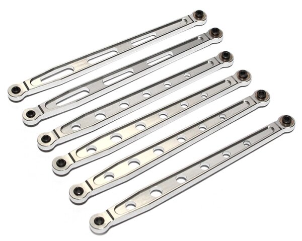 Team Raffee & Co Aluminium Lower & Upper Chassis Link - 6 Pcs Silver for Axial SCX10 TRC/SCX07S