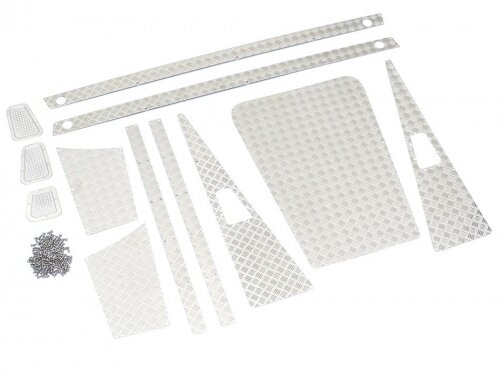 Team Raffee & Co Stainless Steel Diamond Plate Accessory Pack for Defender Pickup Truck D90/D110 Silver TRC/302219S