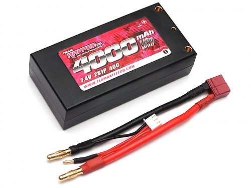 Team Raffee & Co LiPo Battery Short Size 7.4V 4000mAh 40C w/ T Plug Connector TRC/302472