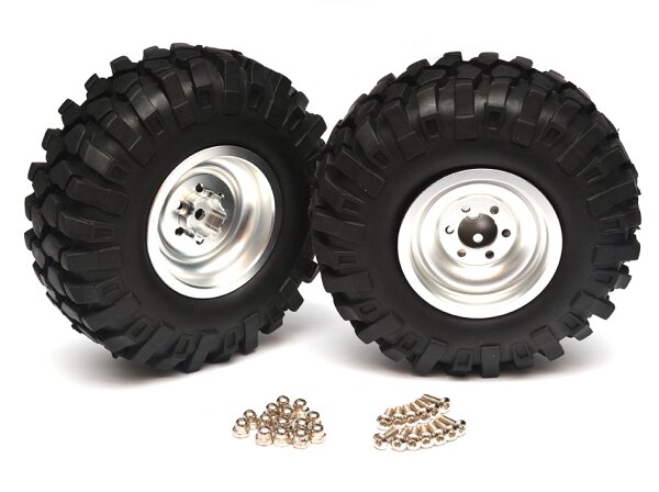 Team Raffee & Co 1.9 High Mass Wheel & Tire set for Crawler Silver for Axial SCX10 TRC/32304S