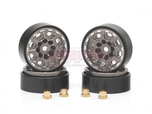 Team Raffee & Co Alu+Brass 8-petals Wheel for 1/24 RC Crawler (4) Gun Metal for Axial SCX24 TRC/1080021GM