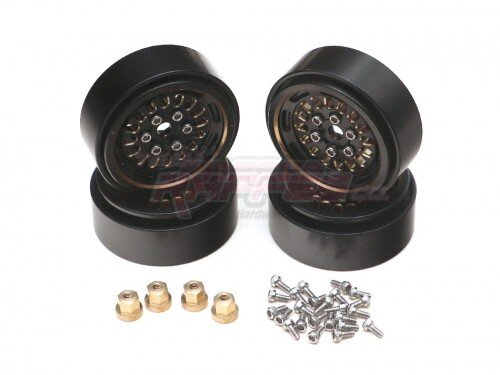 Team Raffee & Co Brass Wheels w/ Brass Hubs for 1/24 RC Crawler (4) for Axial SCX24 TRC/1080022