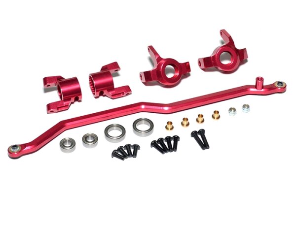 Team Raffee & Co Front Knuckle,C-Hub Steering and Steering Link Combo Set - 3 Items Red for Axial Wraith BRWRCOMBO1R
