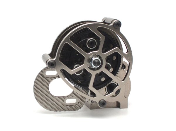 Team Raffee & Co Assemble Center Main Gearbox with HD Gear Set and Motor Mount Gun Metal for Axial Wraith TRC/32135GM