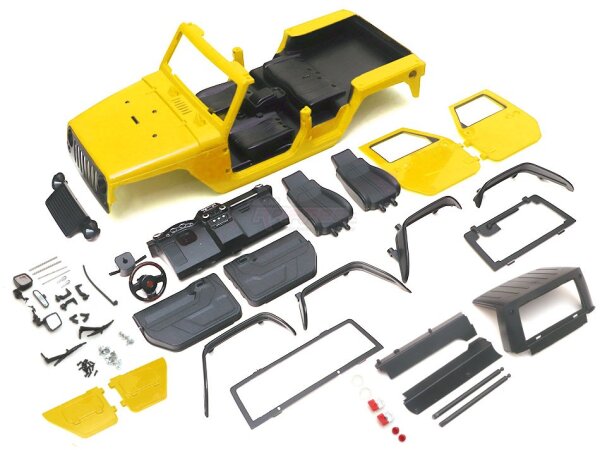 Team Raffee & Co 2 Door Rubicon Pickup Body for 1/10 Crawler 313mm Kit Version Yellow TRC/302835Y