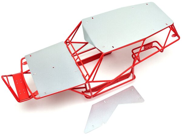 Team Raffee & Co Heavy Duty Steel Outer Cage For Wraith With Roof Rack, Metal Plates & LED Set Red for Axial Wraith BRQ90284R