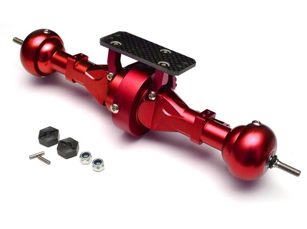 Team Raffee & Co Complete Aluminum Rear Axle for SCX-10 AX10 Red for Axial SCX10 TRC/32116R